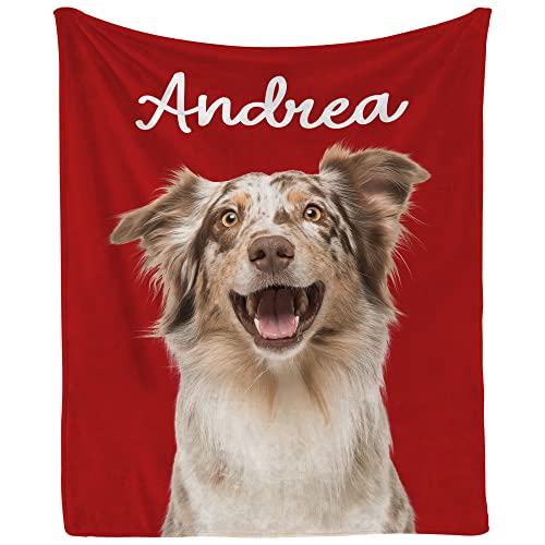 Customized Dog Portrait Blanket - Personalized Flannel Fleece Gift