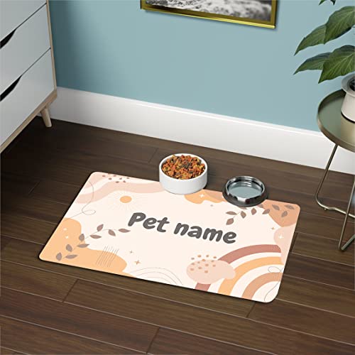 Custom Pet Food Mat with Personalized Name for Cats and Dogs