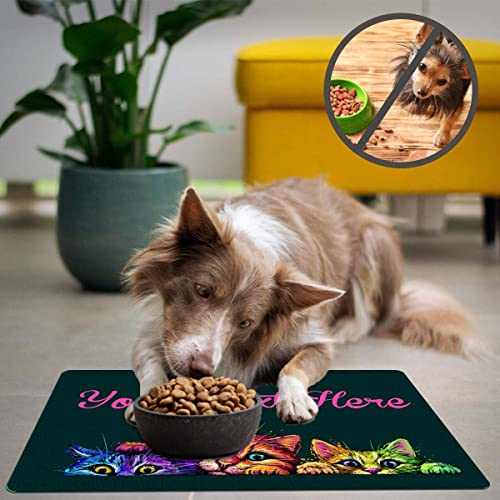 Personalized Cat Food Mat - Non-Slip, Easy Clean (USA)