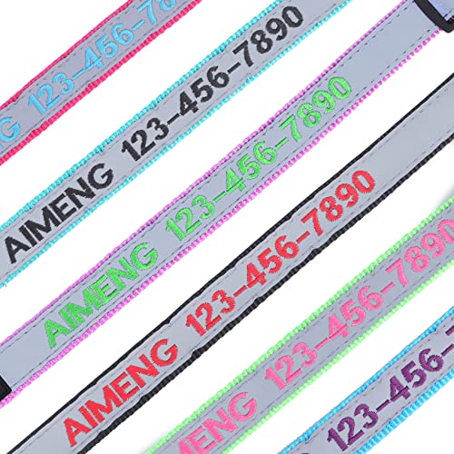 Personalized Reflective Dog Collar with Embroidered Name and Number