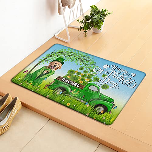 Golden Retriever Personalized St. Patrick's Day Doormat Decor