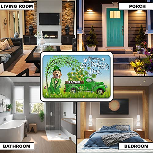 Golden Retriever Personalized St. Patrick's Day Doormat Decor