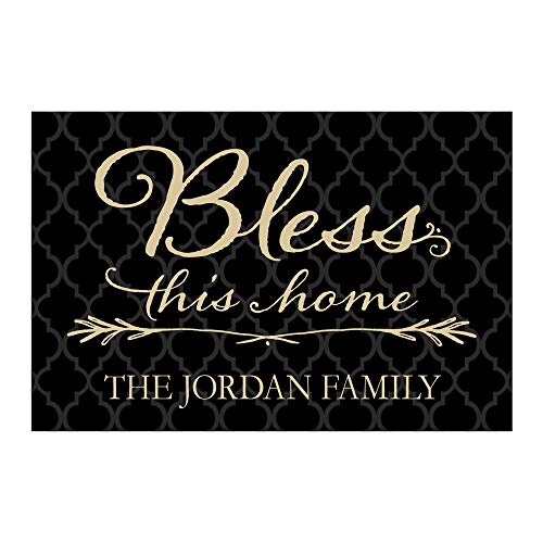Personalized Bless this Home Black Doormat - Name Printing - Durable Welcome Mat