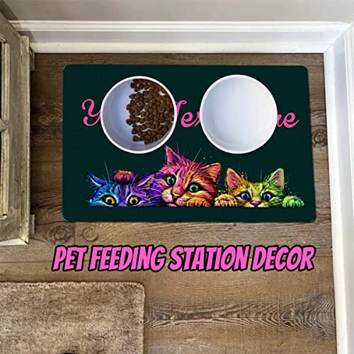 Personalized Cat Food Mat - Non-Slip, Easy Clean (USA)