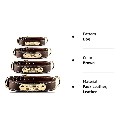 Custom Leather Dog Collar with Engravable Nameplate