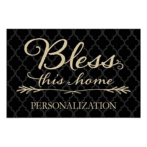 Personalized Bless this Home Black Doormat - Name Printing - Durable Welcome Mat