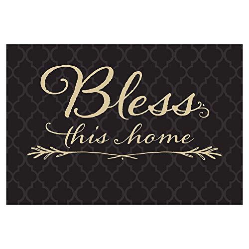 Personalized Bless this Home Black Doormat - Name Printing - Durable Welcome Mat