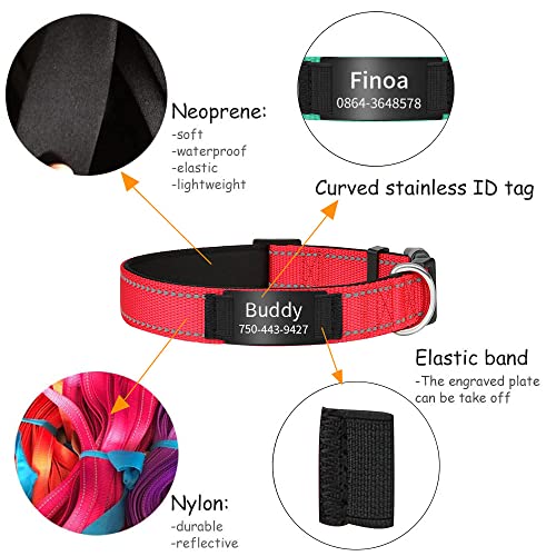 Personalized Reflective Dog Collar with Engraved Name Plate