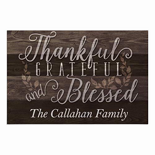 Personalized Thankful Blessed Custom Pet Doormat - Brown