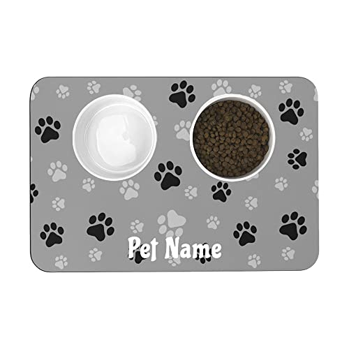 Personalized Dog & Cat Feeding Mat with Paw Designs
