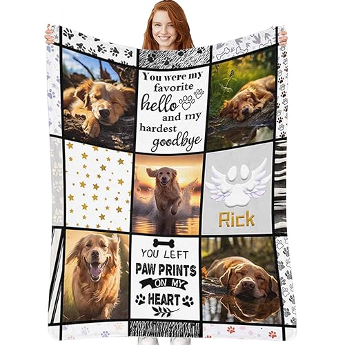 Personalized Custom Dog Memorial Blanket with Pictures & Name