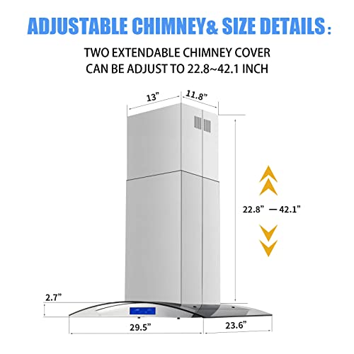 Stainless Steel Island Range Hood - 30 Inch