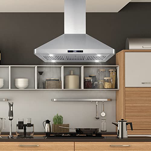 Island Range Hood with 3-Speed Fan, LED Lights