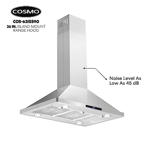 Island Range Hood with 3-Speed Fan, LED Lights