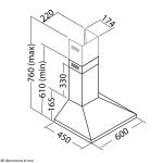 White Pyramid Cooker Hood with 3 Speeds