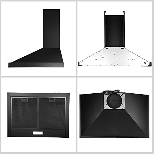 Black 24" Ducted/Ductless Range Hood with LED Light