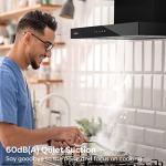 60cm Black Range Hood with Touch Controls