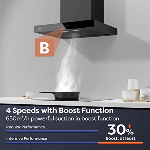 60cm Black Range Hood with Touch Controls
