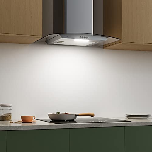 Curved Glass Cooker Hood with Carbon Filter