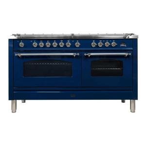 ILVE Nostalgie 60" Dual Fuel Range in Midnight Blue/Chrome