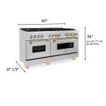 ZLINE 60" Dual Fuel Range with Gold Accents
