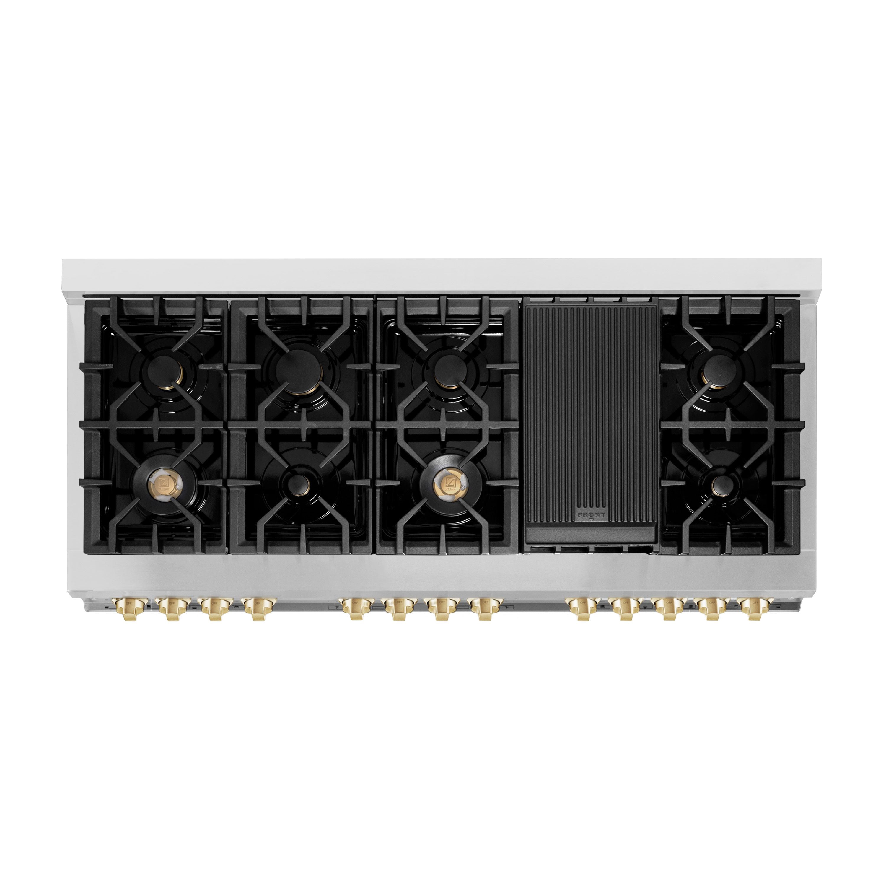 ZLINE 60" Dual Fuel Range with Gold Accents