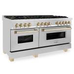 ZLINE 60" Dual Fuel Range with Gold Accents