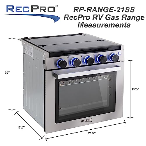 RecPro 21" Gas Range Stove | Black or Silver Options
