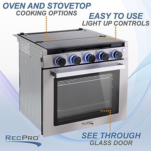 RecPro 21" Gas Range Stove | Black or Silver Options
