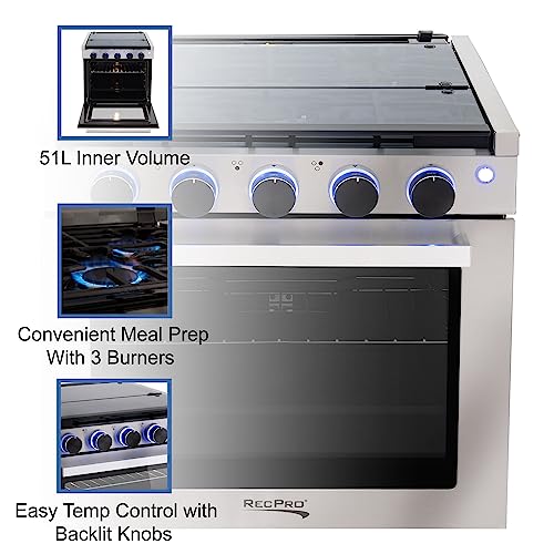 RecPro 21" Gas Range Stove | Black or Silver Options