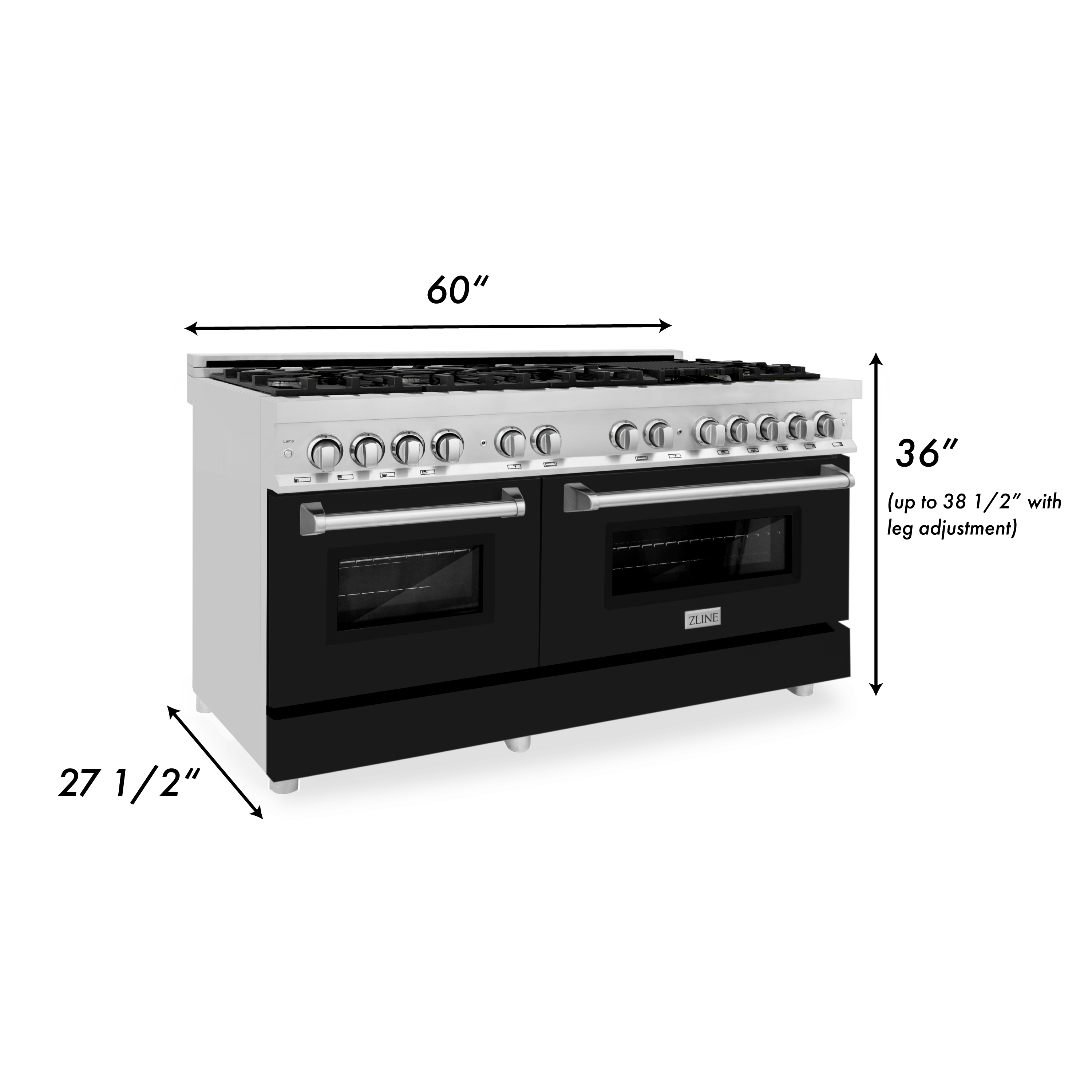 Black Matte Dual Fuel Range with 60" Width