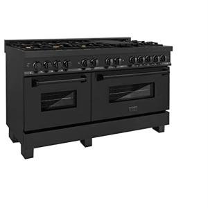 Black Stainless Steel Range with Brass Burners