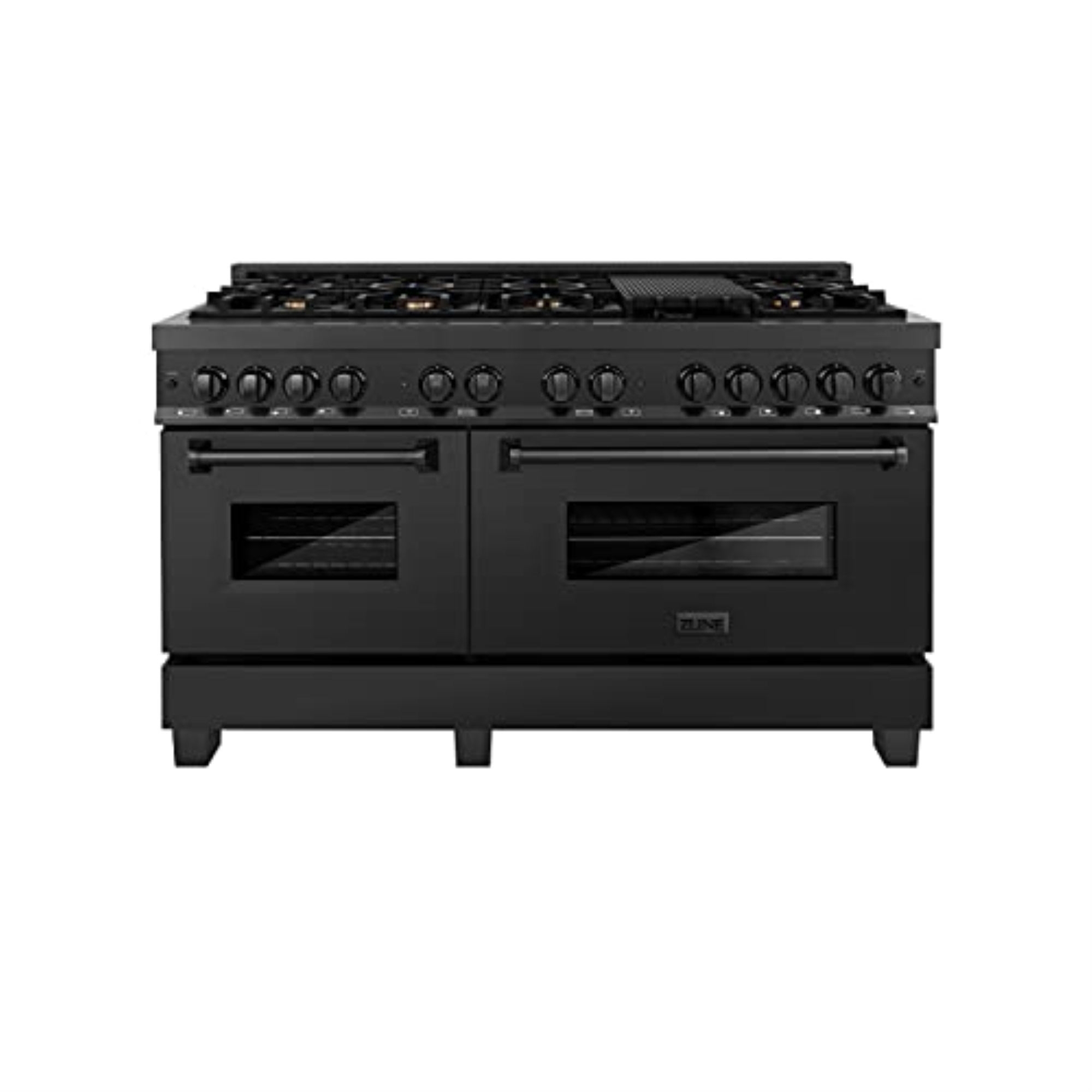 Black Stainless Steel Range with Brass Burners