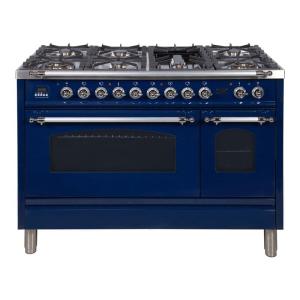 ILVE Nostalgie 48" Dual Fuel Range - Midnight Blue/Chrome