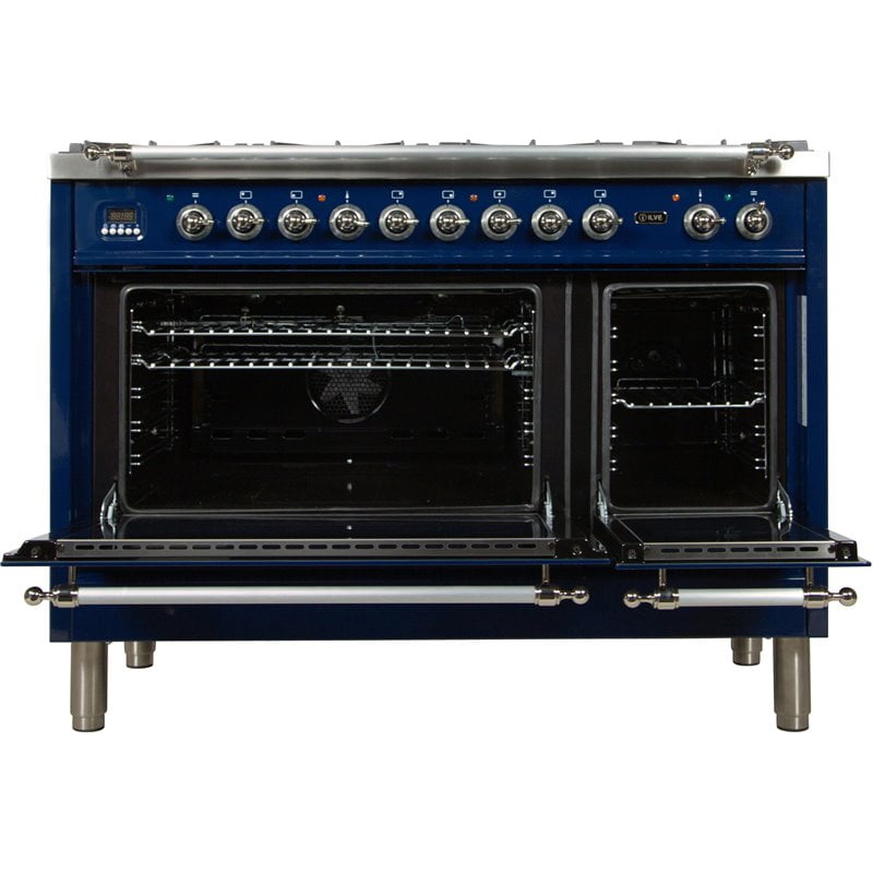 ILVE Nostalgie 48" Dual Fuel Range - Midnight Blue/Chrome