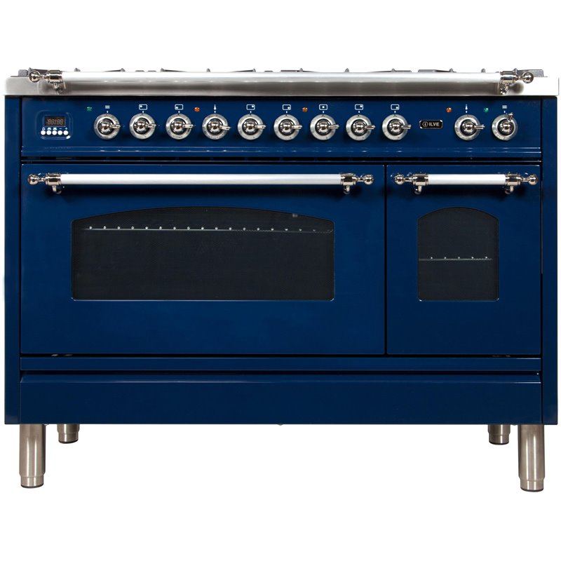 ILVE Nostalgie 48" Dual Fuel Range - Midnight Blue/Chrome