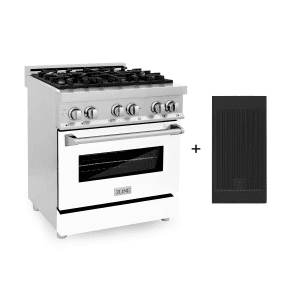 ZLINE Dual Fuel Range with Griddle and White Door