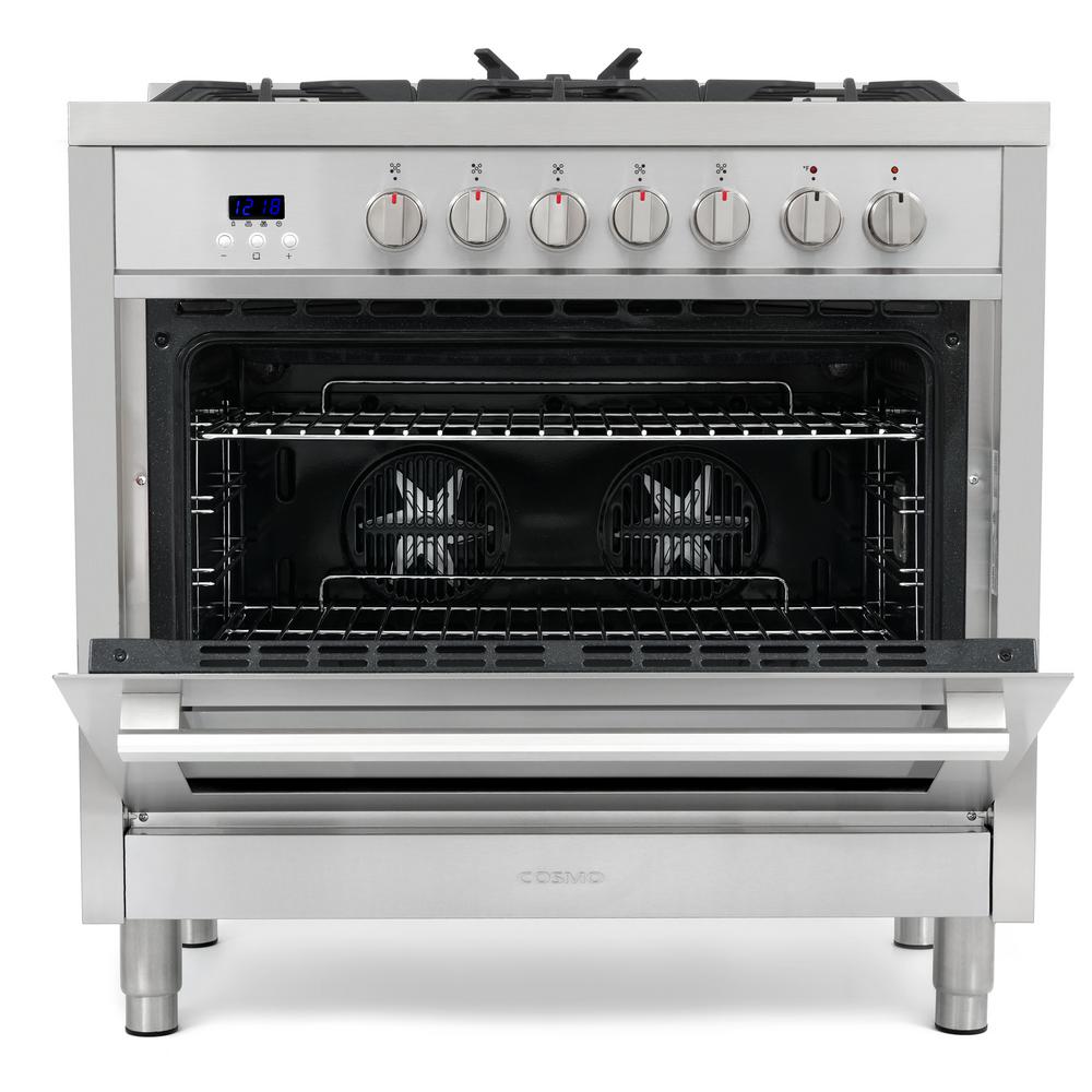 Cosmo 36" Commercial Dual Fuel Range in Stainless Steel