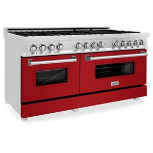 ZLINE Professional Dual Fuel Range with Red Gloss Door