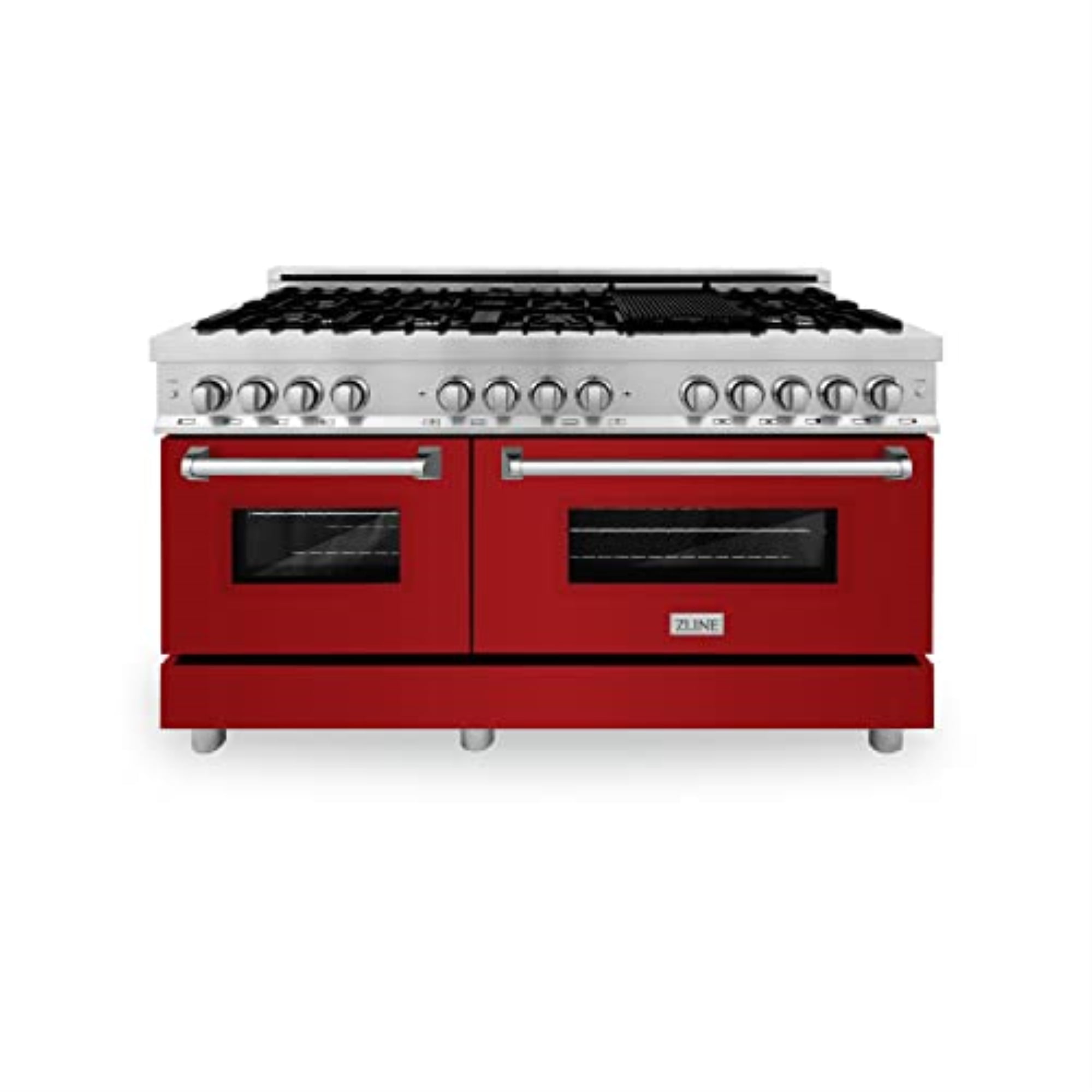ZLINE Professional Dual Fuel Range with Red Gloss Door