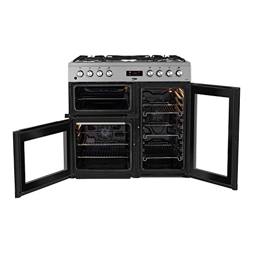 Beko 90cm Stainless Steel Dual Fuel Range