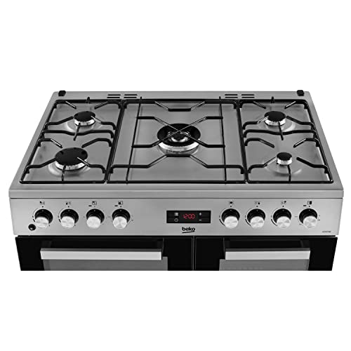 Beko 90cm Stainless Steel Dual Fuel Range