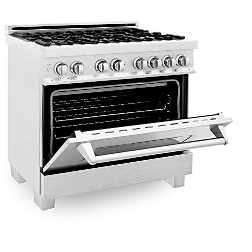 ZLINE 36" Dual-Fuel Range with DuraSnow Finish