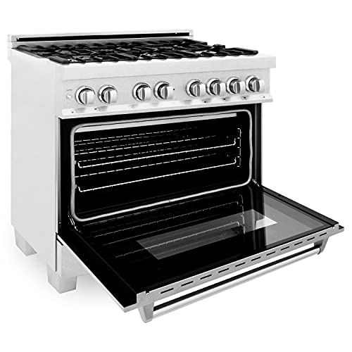 ZLINE 36" Dual-Fuel Range with DuraSnow Finish