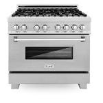 ZLINE 36" Dual-Fuel Range with DuraSnow Finish