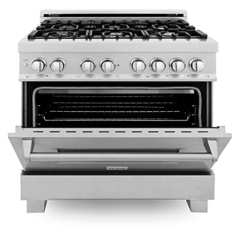 ZLINE 36" Dual-Fuel Range with DuraSnow Finish