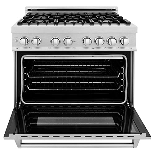 ZLINE 36" Dual-Fuel Range with DuraSnow Finish