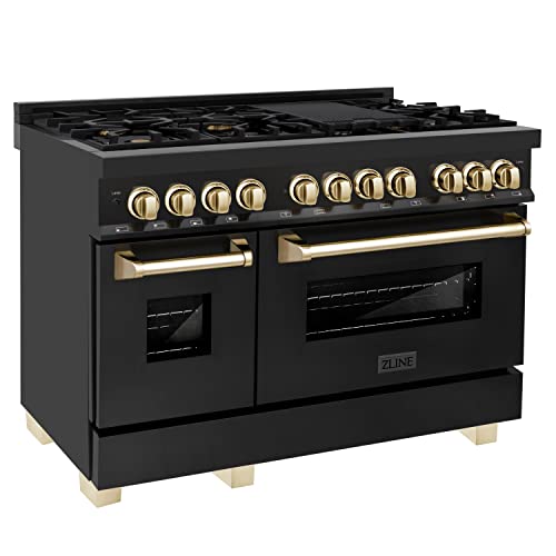 ZLINE 48" Dual Fuel Range - Black/Gold