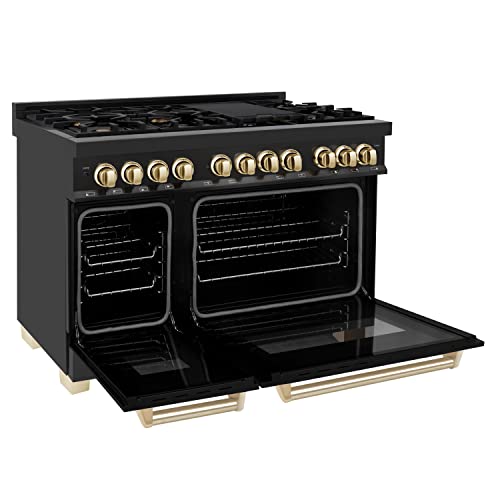 ZLINE 48" Dual Fuel Range - Black/Gold