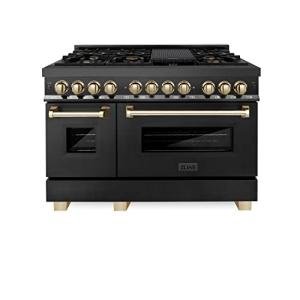 ZLINE 48" Dual Fuel Range - Black/Gold